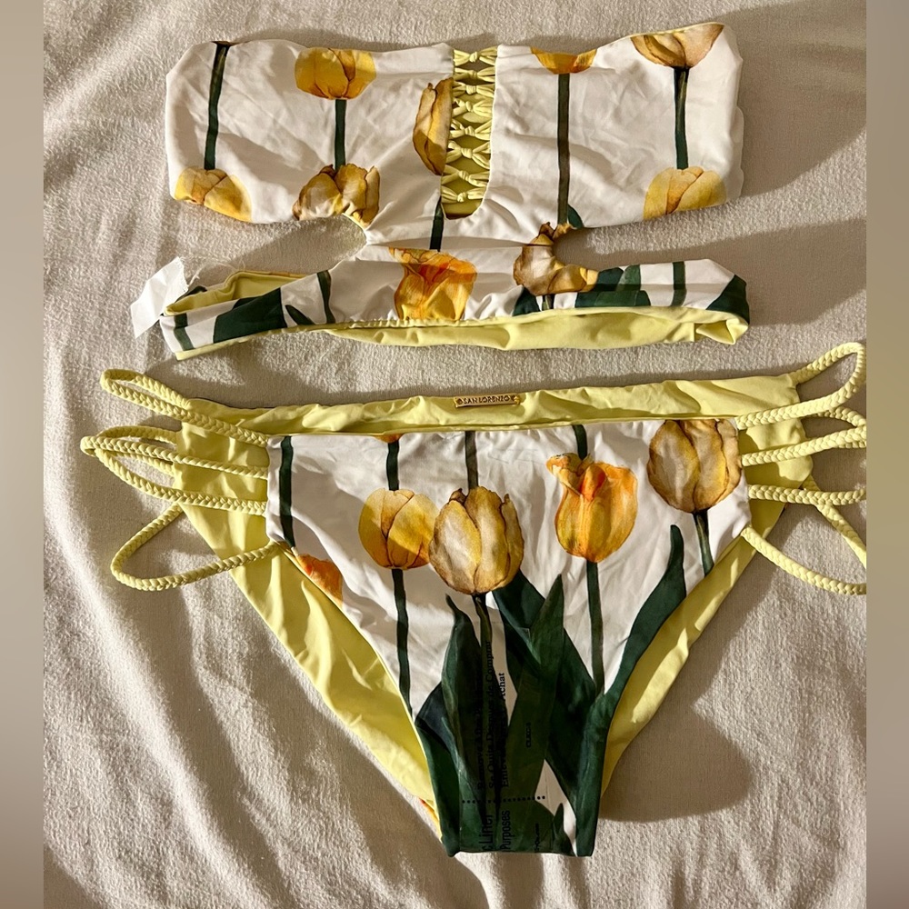 San Lorenzo Reversible Bandeau Style Yellow Bikini